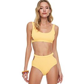 Trendyol Women High Waist Normal Trotter Bikini Bottom Orange