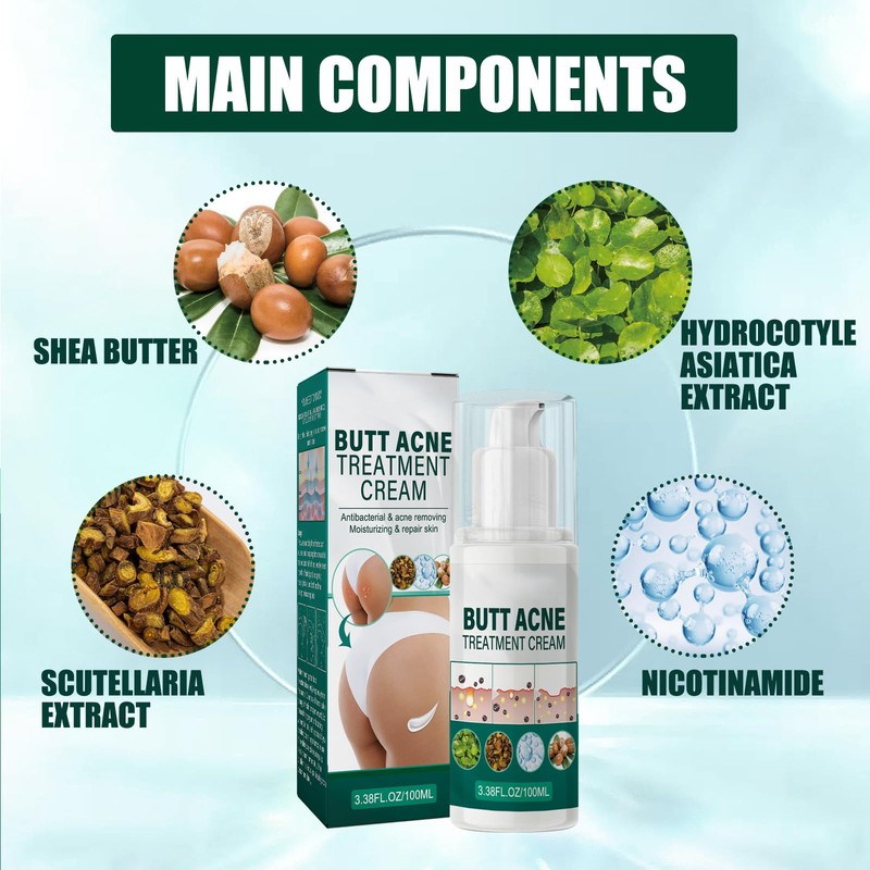 KOAHDE Akne-Creme im Gesäß, Akne-Creme im Gesäß, Gluteus-Hautreparaturcreme, Hüftaknecreme, Creme