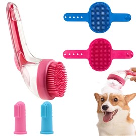 5 PCS Pet Bath Brush For Dogs Set, Dog Bath Brush Shampoo Massage Dog Brushes Pet Brushes for Dogs With Shampoo Dispenser Comfortable Grooming Tools for Shower Daily Cleaning