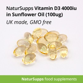 Vitamin D3 4000iu Softgels, 365 Capsules, 1 Year Supply, Support for Bones, Teeth, Immune System and Muscle Function, UK Made by Natur Supps