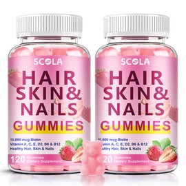 Hair Skin and Nails Gummies, Biotin (10,000mcg) Hair Skin and Nails Vitamins Supplement for Women, Men Supports Faster Hair Growth, Stronger Nails, Healthy Skin, 240 Count
