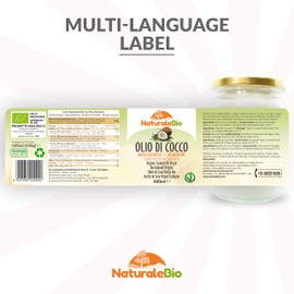 Organic Virgin Coconut Oil 500 ml. Raw Cold Pressed. Bio and Natural. Native Unrefined Organic. Country of origin Sri Lanka. NaturaleBio