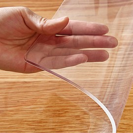 Rectangular Clear Plastic Table Cover Protector Thicken Crystal PVC Desk Cover Protector for Meeting Table Coffee Table Bar Countertop Dining Table Waterproof Non-Slip Heat Resistant 48x110" or 108"