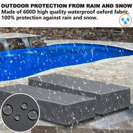 Waterproof Patio Lounge Chair Cover 1 Pack Outdoor Chaise Lounge Covers 600D Weather Resistant Material, UV Protection, Windproof Design Outside Furniture Covers, 80" x 27" x 14" H (Grey)