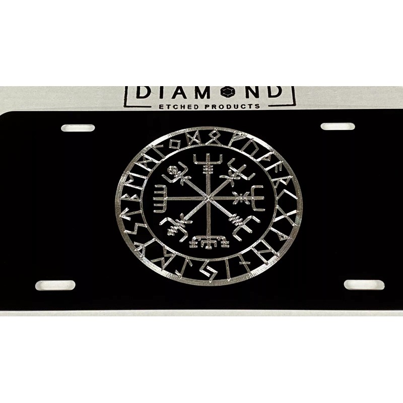 Diamond Etched Products Engraved Viking Runes Vegvisir Compass Car Tag