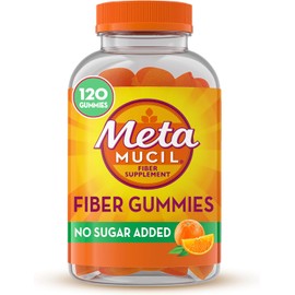 Metamucil Fiber Gummies for Adults, Orange Flavor No Added Sugar, Plant Based Prebiotic Fiber Supplement Blend 0.18oz, 120 Count