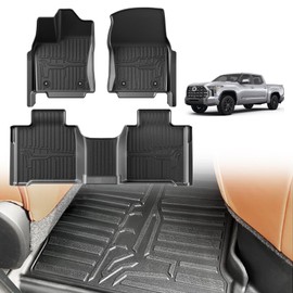 TripleAliners Floor Mats Compatible with Toyota Tundra 2022-2025 CrewMax Cab Accessories All Weather Custom Fit TPE Floor Liners 1st & 2nd Row Full Set Interior Liners