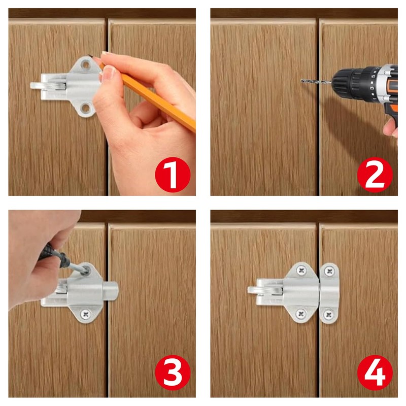 BRIOTA Pack of 2 Automatic Locking Door Bolts, Spring Locking