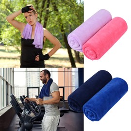 VIVOTE Microfibre Gym Towel Sports Towel Super Absorbent Workout Sweat Towel Ultra Soft Multi-Purpose Women Fitness Workout Travel 4 Pack 40 X 80 CM (Dark Blue + Navy Blue + Pink + Purple)