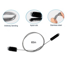 Flexible Drain Brush Straw Cleaner Set, Nylon Cleaner Double Ended Elastic Hose 65 inch and 10 PCS Extra Long Pipe Cleaner 10 inch