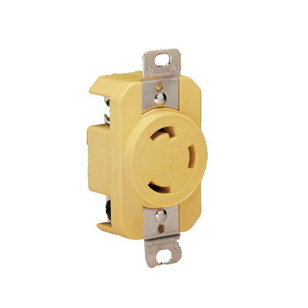 Marinco 305CRR Marine Electrical Receptacle (30-Amp, 125-Volt, Female, Yellow)