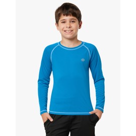 MoFiz Boy's Sun Protection Rash Guard Shirts Kids Lightweight Fishing Hiking Shirts Sun Shirts Blue L