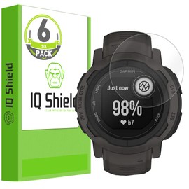 IQShield Screen Protector Compatible with Garmin Instinct 2 Surf/Instinct 2 Camo Edition/Instinct 2 Solar and Solar Tactical/Garmin Instinct 2 (6-Pack) Anti-Bubble Clear TPU Film