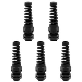 Strain Relief Cord Connector,LISTENJIALE 5Pcs NPT 1/2" Waterproof Cable Gland Flex Spiral Strain Relief Adjustable 6-12mm Cable Connector Nylon Joint with Gaskets(Black)