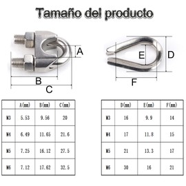 Voyzdx 24 Pza Nudo Para Cable De Acero 4mm Abrazadera M4 con Guardacabo de Cable M4,Abrazadera de Cable 4mm,Abrazadera de Cuerda de Alambre,Tensor Cable Acero M4 para Cable de Cuerda 4mm