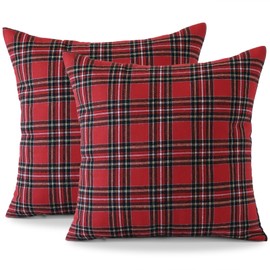 Ohok Decorative Vintage Cushion Cover, Polyester Linen Plaid Decorative Cushion Covers, Decorative Sofa Cushion, Couch Cushion Cover Set for Bedroom, Living Room, Sofa, Couch, Car (60 x 60 cm, Pack of