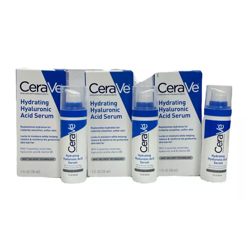 CeraVe Hydrating Hyaluronic Acid Serum Lot Of 3 (1fl/30ml) New