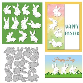 GLOBLELAND Easter Rabbit Cutting Dies for DIY Scrapbooking Metal Cartoon Rabbits Cut Dies Rabbit Background Die Cuts for Card Making Embossing Photo Album Craft Decor