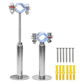 AKIHISA 1 Inch Wall Mount Ceiling Mount Pipe Support Ring Hanger,2 Pcs Adjustable Stainless Steel Pipe Bracket Clamp Range 25-27mm(100+100mm)