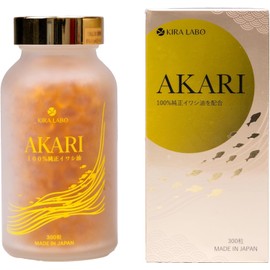 AKARI Fish Oil Supplement with DHA, EPA, and Omega-3 Fatty Acids, 300 Capsules (Approximately 30-Day Supply), Additive-Free, Made with Domestic Sardine Oil, Essential Fatty Acids, Omega-3, Made in Japan, GMP-Certified Factory, KIRALABO