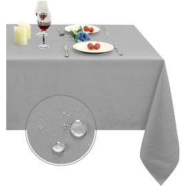 Obstal 210GSM Rectangle Table Cloth - Heavy Duty Water Proof Microfiber Tablecloth, Decorative Fabric Table Cover for Outdoor and Indoor Use (Silver, 70 x 90 Inch)