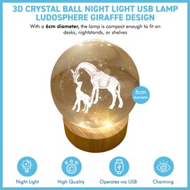 Thorness 3D Crystal Ball Night Light USB Lamp with Giraffe Design – Ludosphere LED Mood Lighting for Home, Bedroom, or Office Decor