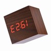 6x6x6cm Wooden Electronic Digital Alarm Desk Clock Temperature LED Display