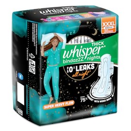 Whisper Ultra Night - Almohadillas sanitarias para mujer, XXXL 20 servilletas