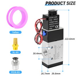 TAILONZ PNEUMATIC 3/8" BSP Solenoid Valve 3V310-10 DC24V Single Coil Pilot-Operated Electric 2 Position 3 Way Connection Type(Outlet Wire)
