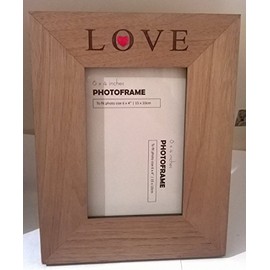 LOVE 6 x 4 Oak Veneer Photo Picture Frame gifts presents for Birthday Valentines Day Christmas my your Girlfriend Boyfriend Husband Wife