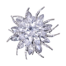 GFM® Vintage Inspired Art Deco Flower Crystal Brooch for Wedding Birthday Anniversary (B-Clear) (BRCH-VTD-006-CLRCH)