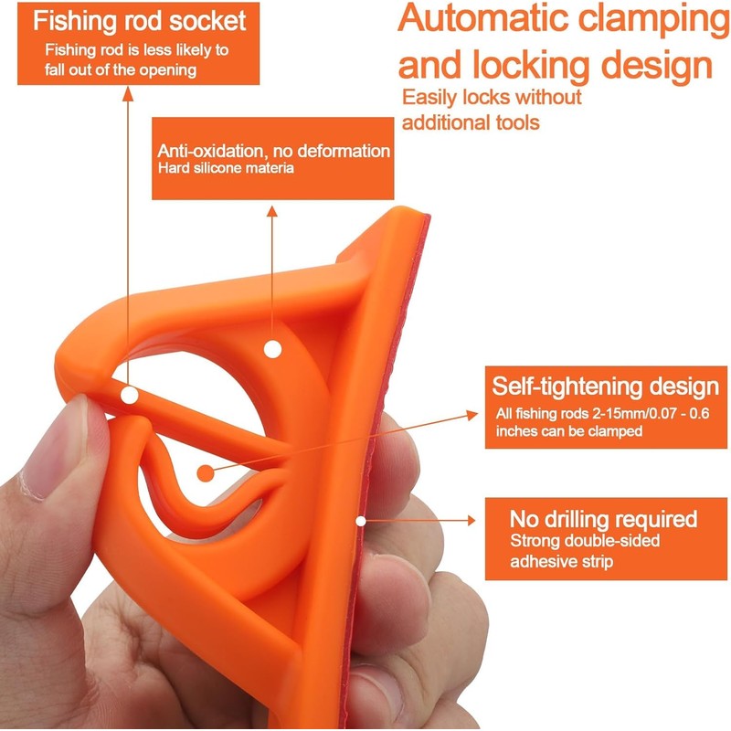 Fokmuaex 2pcs Wall Mount Fishing Rod Holder - No Drilling