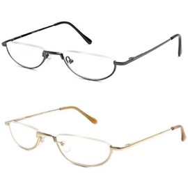 Readers The Lynwood Unisex Half Moon Half Frame 1.50 (2 Pair) Gold and Grey