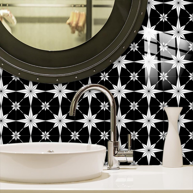 25 PCS Moroccan Style Tile Sticker, 4x4 Inch(10x10cm) Traditional DIY