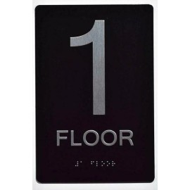 BUILDINGSINGS.COM Floor Number Sign -1ST Floor Sign(Aluminum, Black/Silver, Size 6x9)-REF24-102