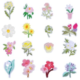 20 PCS Mini Flower Iron on Patches for Clothes, Embroidered Floral Patch Cute Iron on Flower Patches Decorative Sewing Floral Appliques for Canvas Bags, Jeans, Clothing, Jacket, Hat, Backpacks, Pants
