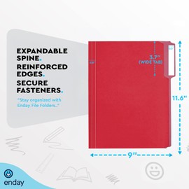 Enday Colored File Folders Letter Size (100 Pack) Assorted Colors, 1/3 Cut Tabs Color File Folders, Two Tone Colored Folders for School Home Office Documents Organization