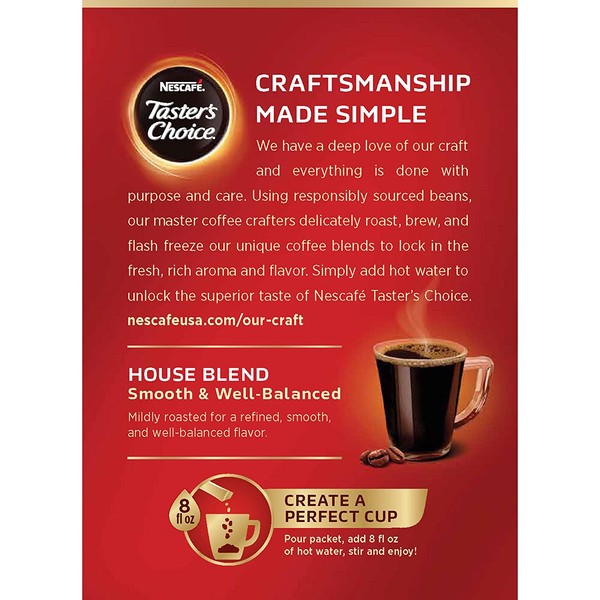 Nescafe Taster's Choice 18 Piece House Blend Instant Coffee Single Serve Sticks, 1.9 oz