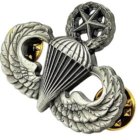US ARMY Airborne MASTER Parachutist Paratrooper Jump Wings Pin Oxidized Badge