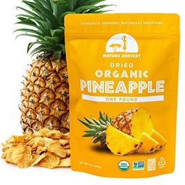 Mavuno Harvest Pineapple Dried Fruit Snacks | Organic Dried Pineapple Chunks | Gluten Free Healthy Snacks for Kids and Adults | No Sugar Added, Vegan, Non GMO, Direct Trade | 1 Pound Resealable Bag