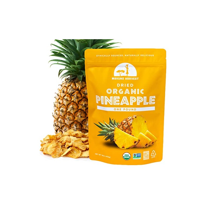 Mavuno Harvest Pineapple Dried Fruit Snacks | Organic Dried Pineapple