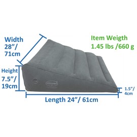 ObboMed HR-7620, New & Handy AIR Valve for Easy Inflation/deflation,Heavy Duty Inflatable Bed Wedge Pillow with Velour Surface for Sleeping Travel Trip Vacation; inflated Size M: 24” x 28” x 7.5-1.5”