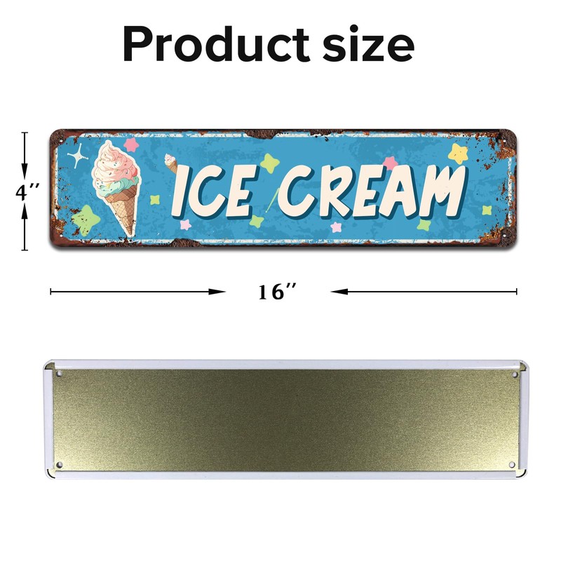 Ice Cream Embossed Metal Sign - Vintage Diner Ice Cream