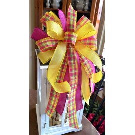 10 " Spring Summer Plaid HANDMADE BOW for WREATH, Swag Basket lantern #228-B  rb