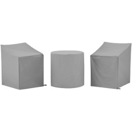 Crosley Furniture Patio Furniture Covers, Waterproof 3-Piece Cover Set for Outdoor Chairs and Bistro Table, Gray