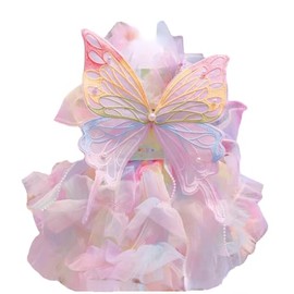 Dog Princess Dresses for Small Dogs Lolita Clothes Butterfly Costume Pet Girl Cute Coat Outfits Summer Costumes Puppy Handmade Skirt Cat Spring (L,Rainbow Faery)