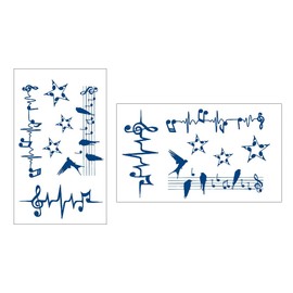 GZ586x2 Temporary Music Notes Tattoo Star Semi-Permanent Tattoo Long-Lasting Tattoo 2 Sheets