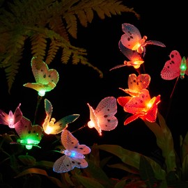 Solar Butterfly Lights Outdoor 2 Pack, Each with 6 Fiber Optic LED Butterflies (12 Total), Waterproof Solar Powered Garden Decor, Christmas Thanksgiving Birthday Housewarming Gift