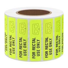 Hybsk for Rectal Use Only Stickers 1.5" x 0.375" Fluorescent Yellow Stickers with Permanent Adhesive 500 Labels Per Roll (Fluorescent Yellow)