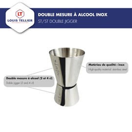 Louis Tellier N4135 Stainless Steel Double Jigger Measure 20/40 ml